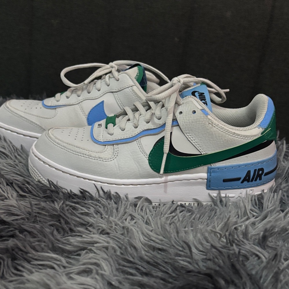 Nike Air Force 1 Low Green and Blue Sneakers